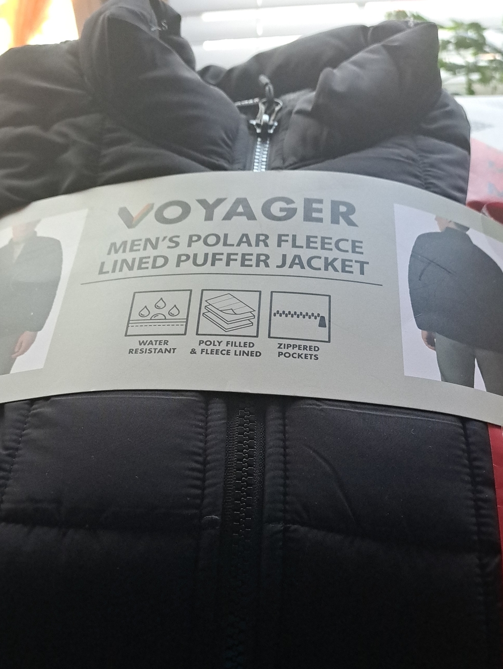 Voyager Men's Black Polar Fleece-Lined Puffer Jacket